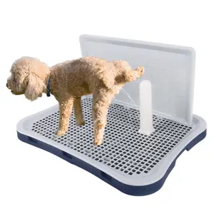 HalloStark Indoor Dog Litter Box Potty Training Tray with Splash Guard, 20"x15.5"x1.4" Waterproof Easy-Clean Pee Pad Holder for Puppies, Navy Blue, Potty Training Trays