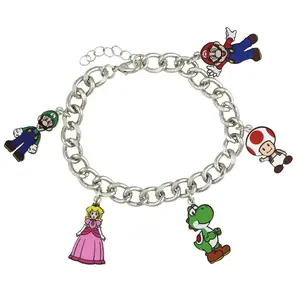 Super Mario Bros Yoshi Luigi Mario Princess Peach Toad Jewelry Charm Chain Link Bracelet For Women