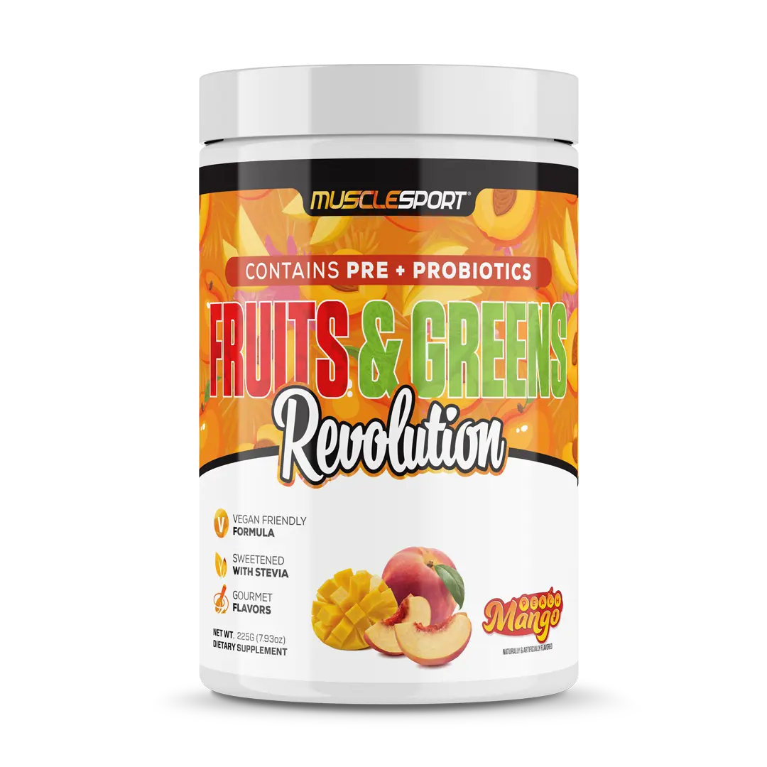 MuscleSport Fruits & Greens Revolution - 40+ Plant Ingredients Prebiotics Probiotics (30 Servings)