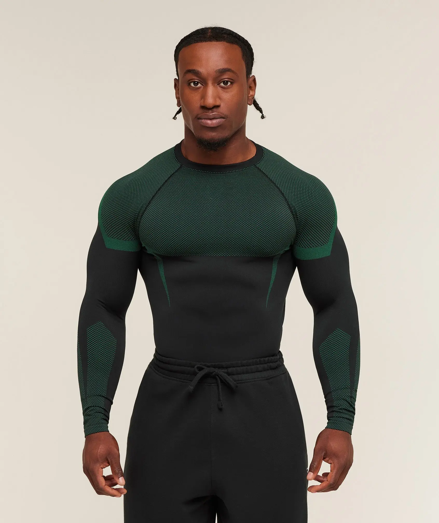 CLEARANCE) Men's Performance Long sleeve shirt - Seamless Gym Workout Activewear (with logo)