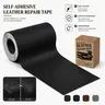 Self Adhesive Plain Leather Repair Patch - Cuttable Sizes (17×79in, 3×60in), Traditional Durable Spill-Resistant Peel & Stick Leatherette Sticker, Strong Bond for Home, Covers Car Seat Damage, Fixes Cracks/Scratches