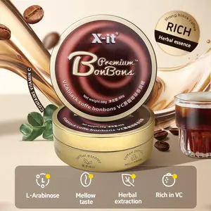 X-it Iced Coffee Flavored VC Hard Candy with Vitamin C  and Natural Peppermint - Low Carb Snacks for Coffee Enthusiasts - Ideal for Sharing and Gifting  to Coffee Enthusiasts - Sealed Can - 1 Pack (16-18 Count) - Candies, Sweet