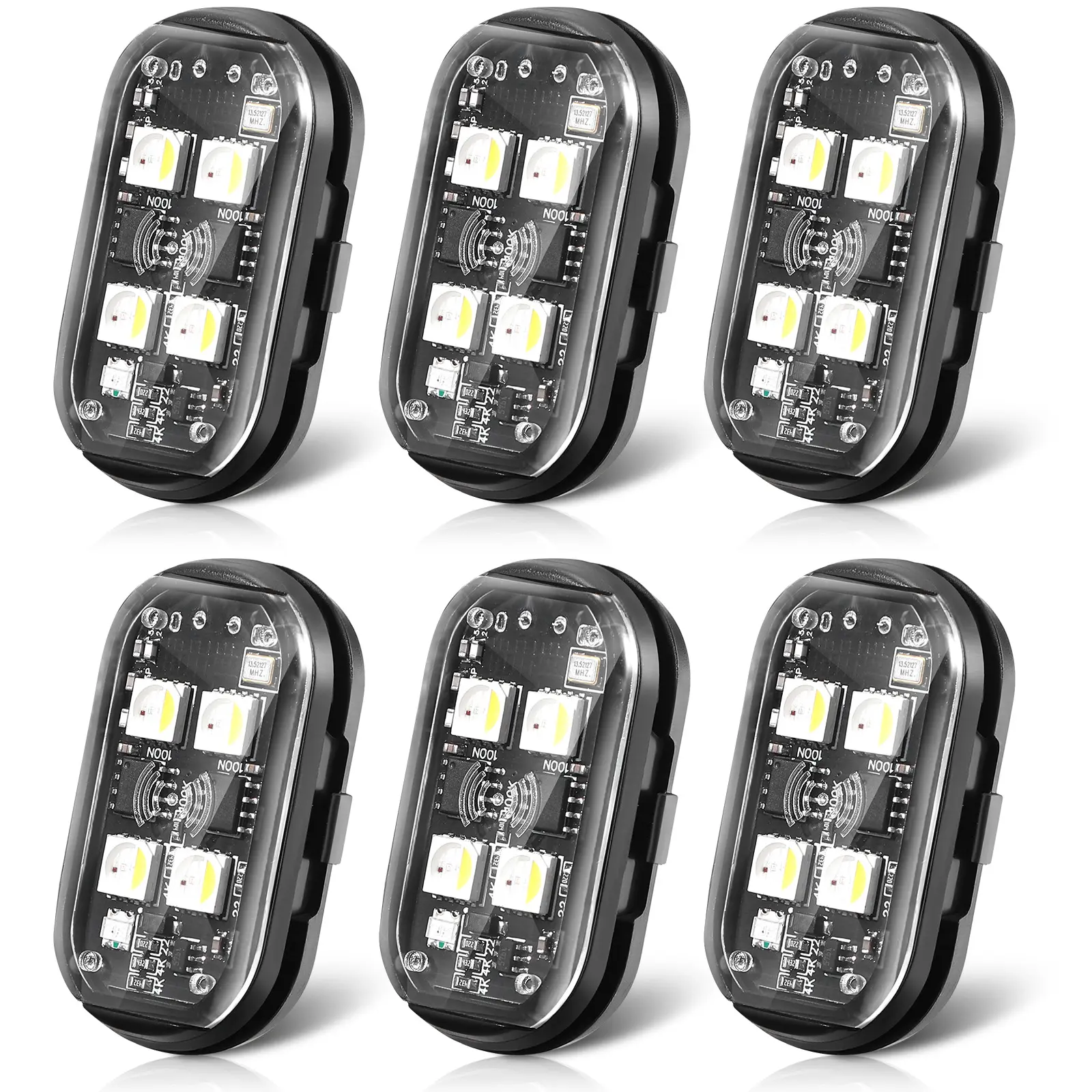 [Wholesale] 6 PCS RGB strobe light, wireless flash warning light, suitable for bicycles, drones, cars, toys, multi-functional decorative lights (contains 4 lamp beads)