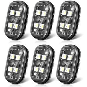 [Wholesale] 6 PCS RGB strobe light, wireless flash warning light, suitable for bicycles, drones, cars, toys, multi-functional decorative lights (contains 4 lamp beads)
