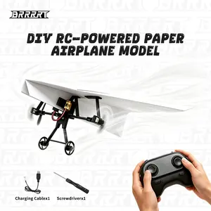 BRRRRT RC Paper Airplane Kit with Dual Propellers – Easy-to-Fly Anti-Collision DIY Electric Remote Control Plane with Gyro Stabilizer, Lightweight Foldable STEM Toy for Hands-On Ability, Ideal Birthday Gift for Boys, Girls & Adults