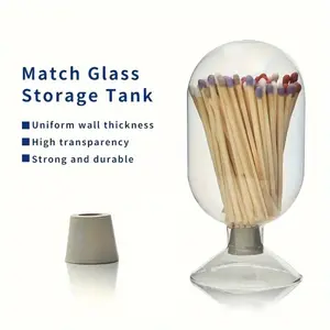 Glass Matchbox Holder, High Transparency Glass, Vintage Design, Home Desktop Organizer, Candle Accessory, Moving Gift, Matches & Toothpicks Storage