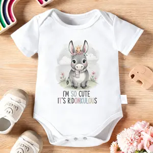 Ridonkulous Cute Donkey Baby Bodysuit – Funny Infant 2026 Newborn Clothes, 100% Cotton Jumpsuit for Baby Boys & Girls. Casual Romper with Letter Pattern, Short Sleeve Onesie for Indoor & Outdoor Wear. Perfect Baby Gift