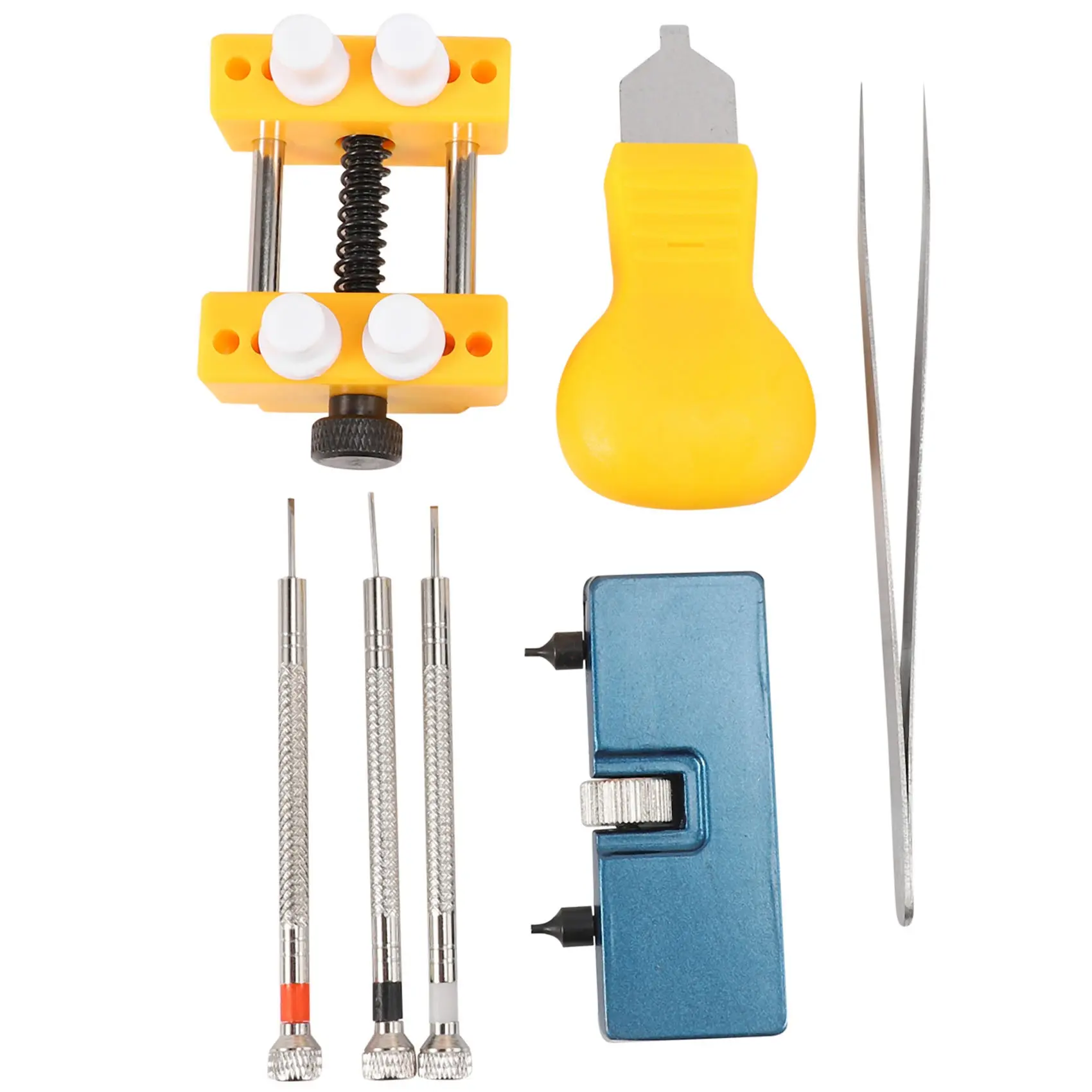 Watch Repair Toolkit for Home Repair - Functional Watch Battery Replacement Set with 3 Precision-Tip Screwdrivers, Adjustable Bolts, 1 Tweezers, Slip-Resistant Back Remover, Opener