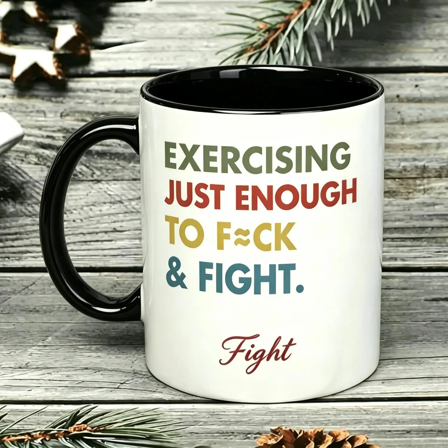 "Exercising Just Enough" Funny Adult Humor Coffee Mug Gym Humor At Its Finest - "Just Enough" Coffee Mug