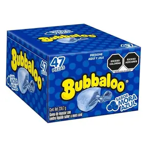 Bubbaloo Adams Goma de Mascar 47 Pz Sabor Mora Azul 239.7g Chewy Candies from Mexico Sweet Snack Bonbon Flavor
