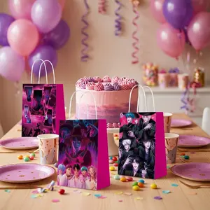 12pcs Dark Kpop Idol Print Gift Bags, Party Favor Supplies, Festival Gift Containers, Event Packaging, Fan Meeting Distributor