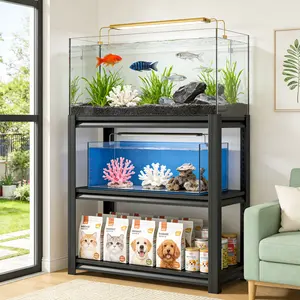 30-40 Gallon Fish Tank Stand - Metal Aquarium Stand, 47.2" W x 18"D x 39" H Adjustable Heavy Duty Garage Storage Shelving Rack, 3-Tier Fish Tank Rack Shelf for Home Office, Tank Not Included