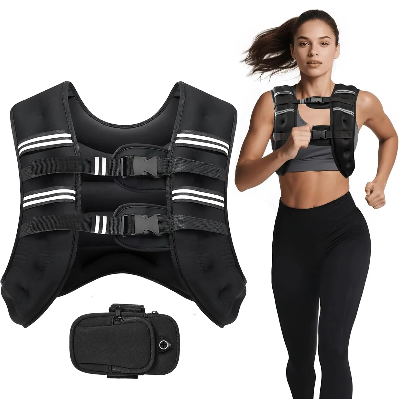 Weighted Fitness Vest for Men & Women - Breathable, Adjustable, 8-25 Lbs Capacity with Detachable Phone Holder, Versatile Rucking Gear for Running, Strength Training