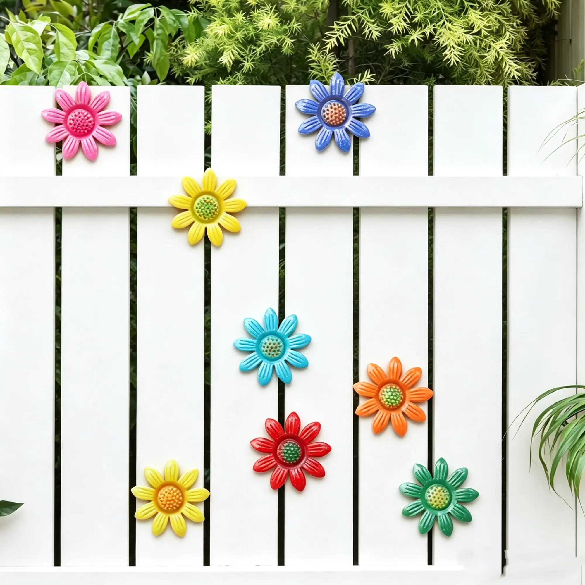 8-Piece Vintage Metal 3D Floral Wall Decor Set,Colorful Decorative Iron Art Sculpture, Indoor Outdoor Decoration, Garden Wedding Weather proof, Flowers, Metal Sculptures