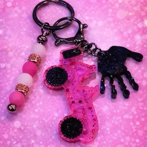 Pink bling Jeep Keychain Glitter Resin with Jeep Charm & Beaded Accent for Festive Accessories