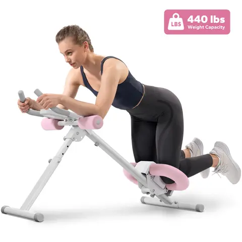 MERACH Adjustable Abdominal Crunch Machine - 2-Level Incline, LCD Tracker, Foldable Core Workout Exercise Home Gym Gear, 3 Sets of Silent Wheels, for Body & Buttocks Shaping, Workout Equipment