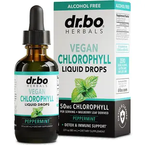 Dr. Bo Vegan Chlorophyll Liquid Drops - Natural Liquid Chlorophyll, Mulberry Derived Supplement - Non-GMO & Delicious Minty Flavor - 2 Fl Oz