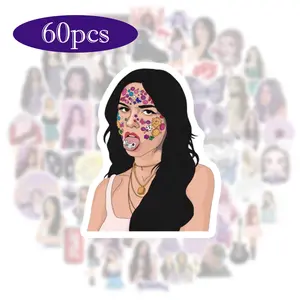 60pcs Olivia Music Singer Stickers Merch, Durable Vinyl Decals for Keychains Phone Cases Laptop Skins, High-Grade Adhesive, Music Genre Collectibles for Fans