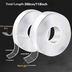 Clear Removable Double-Sided Nano Tape – Waterproof PET Adhesive, Super Strong Thickened Tape for Home & Office Use