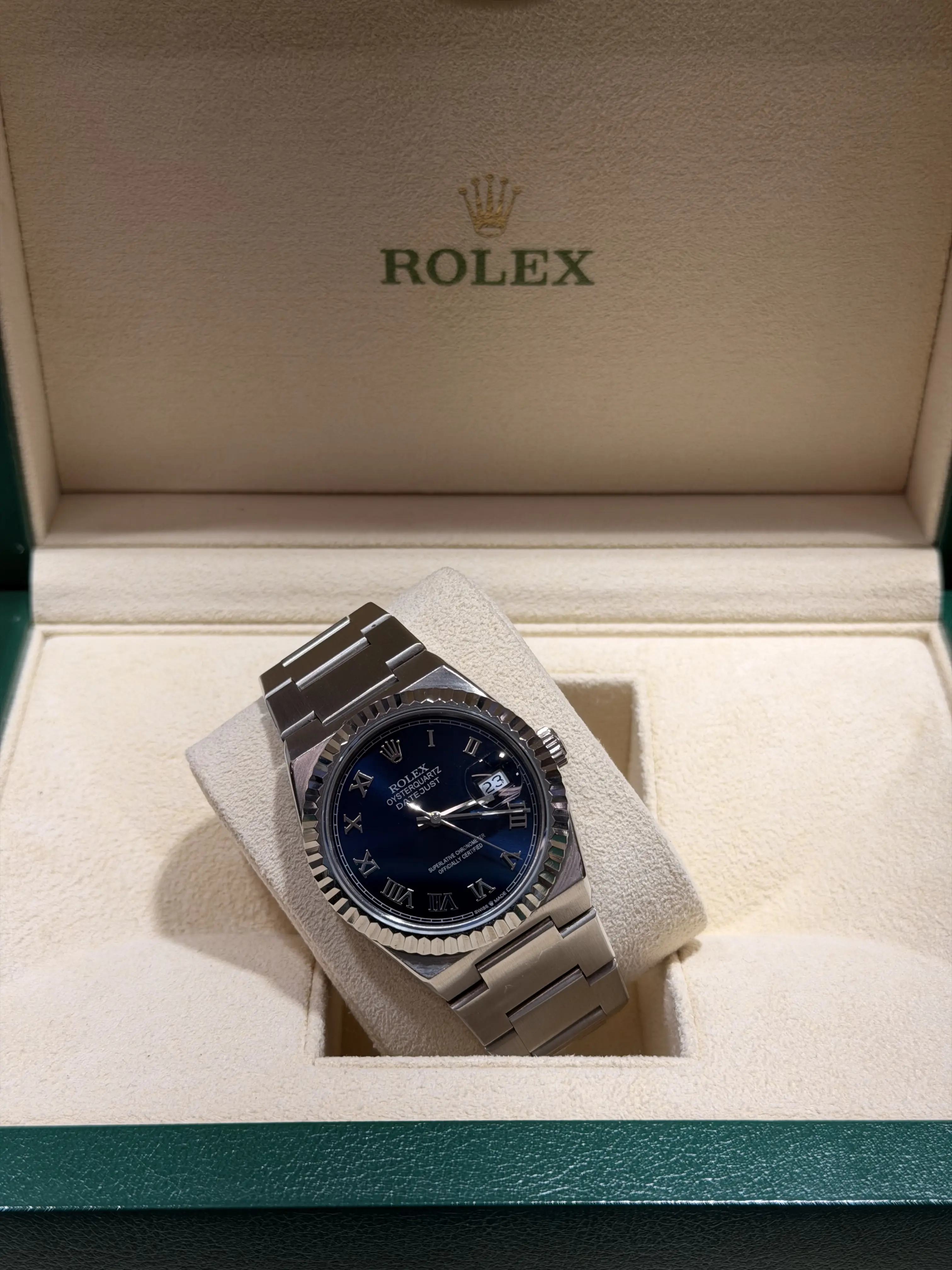 Rolex Datejust 36 mm Blue Roman Numeral Dial Stainless Steel Watch