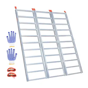 Heavy-Duty Silver Aluminum Tri-Folding Car Ramp, 1850 Lbs Max Capacity, 77" L x 54" W Loading Ramp with Handle & Gloves for ATV/UTV, Dirt Bike fathersdaygift fathersdaygift
