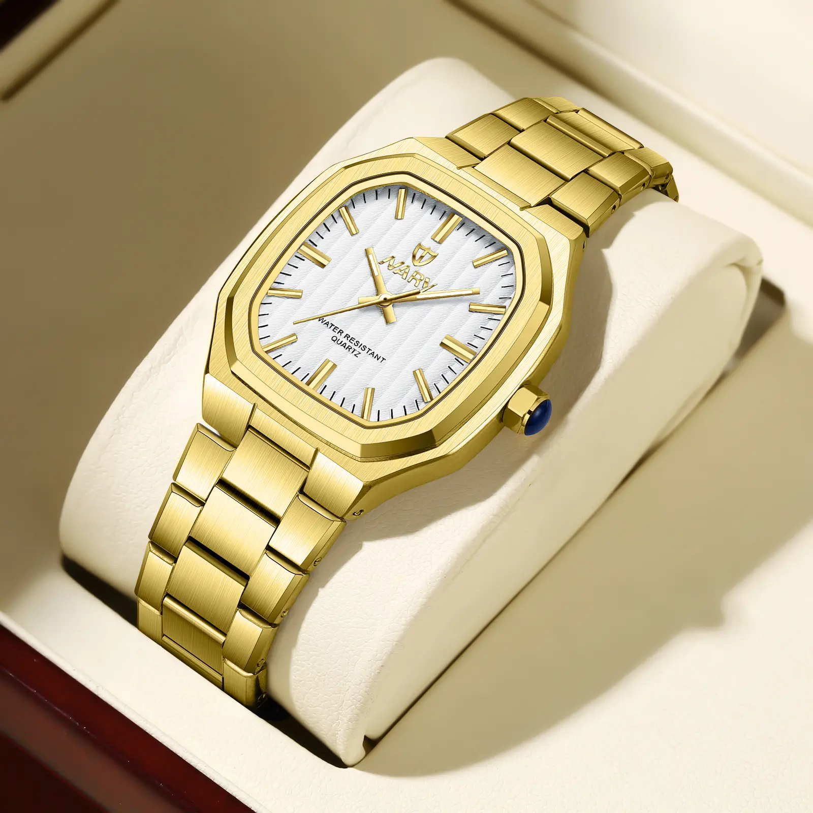 Men's Luxury Gold Square Quartz Watch - Stainless Steel Band, Water Resistant, Gold Textured Dial, Luminous Hands, Business Casual Dress Wristwatch, Perfect Gift for Him Men's Luxury Gold Square Quartz Watch - Stainless Steel Band, Water Resistant, Gold Textured Dial, Luminous Hands, Business Casual Dress Wristwatch, Perfect Gift for Him