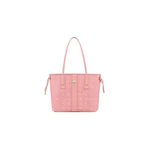 MCM Liz Monogram Two-Tone Synthetic Leather Tote Bag with Detachable Pouch for Women in Pink