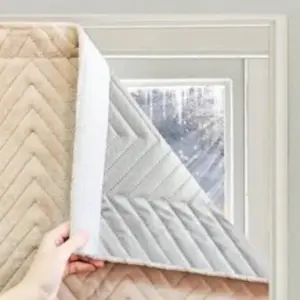 Easy Install No-Drill Self adhesive Thermal Curtain with Velcro Top, Winter Warm Energy-Saving Door Cover, Ideal for Bedroom & Home Use, Thermal Insulated Curtain