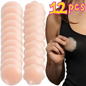 12pcs Summer Swimming Bra Pads Silicone Anti-Slip Nipple Covers Invisible Cup Support Ultra-Thin Breast Enhancer