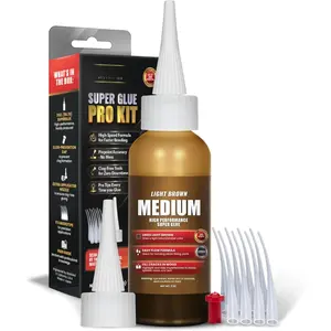 Light Brown Medium CA Glue Pro Kit (2 oz) -  Cyanoacrylate Super Glue Knot Filler - for Woodworking, Woodturning, Carpentry, Furniture Repair, Crack Filling, Guitar Repair, Hobby