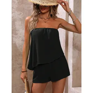 1 set of pure color casual summer women's set, comfortable and cool adjustable halter top, comfortable and breathable pants, simple and elegant style