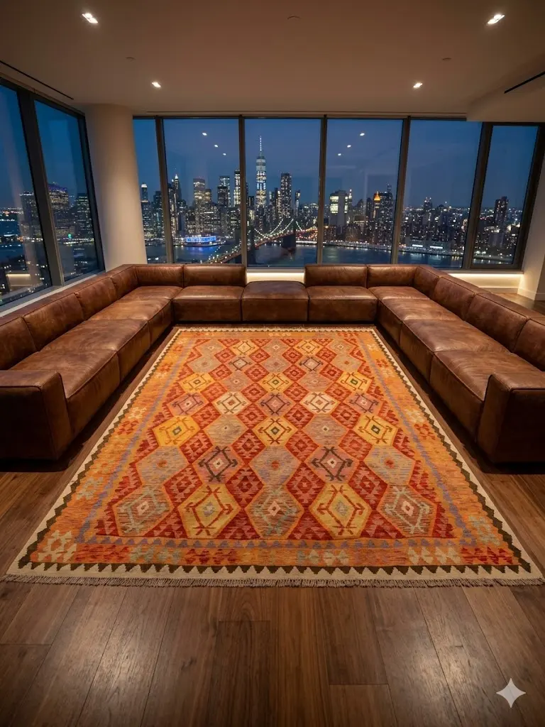 Handwoven Tribal Rug – New Tribal Uzbek, Ghazni wool, 9′7″ × 8′1″