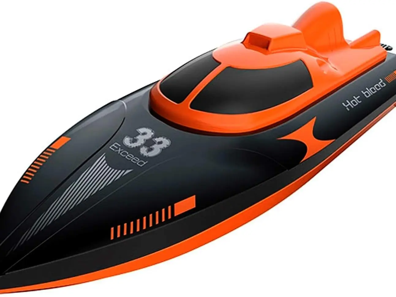 Exceed-33 2.4GHz Spread Spectrum RC Racing Boat - 20kmph High Speed Yacht, 370 Type Features, Capsize Recovery, Rechargeable Battery, 13.9"l x 3.6"w x 3.5"h, 2.4GHz Trigger Remote Controlled Electric Watercraft for Adults, Outdoor Pool Lake Use, 500 Feet