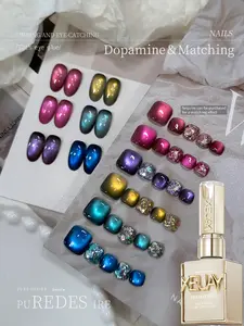 XEIJAYI 6Pcs Super Bright Cat Eye Nail Art Set, Dopamine 6-Color Series Magnetic Gel, Autumn/Winter Fashion Salon Cat Eye Design, Shiny And Dazzling Cat Eye Nail Polish, Premium Nail Art Tools For Women And Nail Enthusiasts.