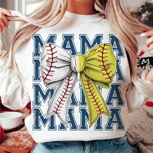 Softball Baseball Mama sweatshirt, GameDay, Mama sweatshirt, Team Spirit, Game Day, Baseball Softball Bow sweatshirt, Half Baseball Half Softball Coquette sweatshirt