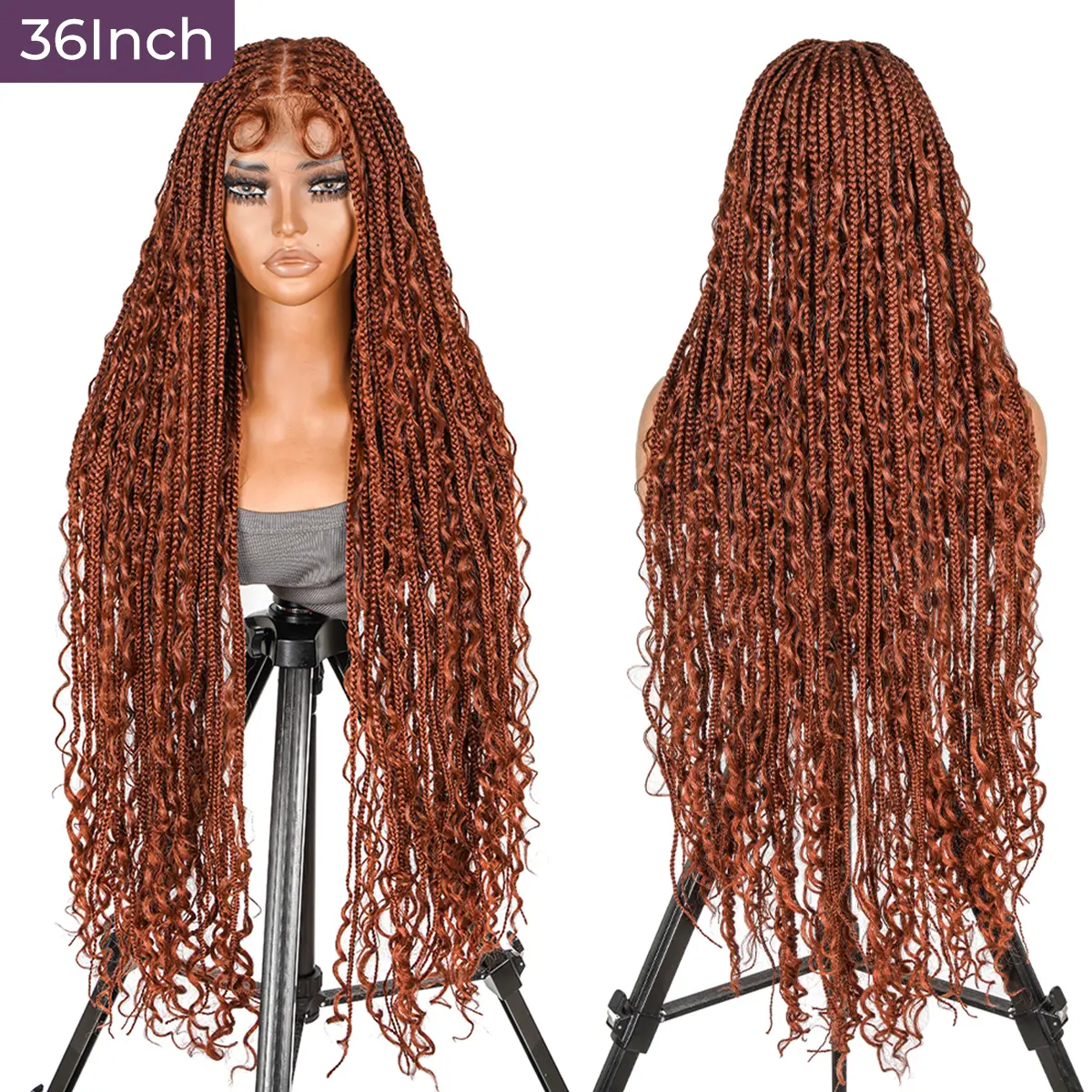 SuperNova #350 36” Bohemian Box Braided Wig - Full Lace, Premium Synthetic Fiber | Wavy, Lightweight & Comfortable | Perfect for Any Occasion #SummerVibes Synthetic Twists Wigs Synthetic Wavy Hair