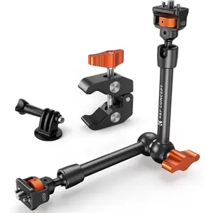 K&F CONCEPT 11 in Rubber Clamp Mount Kit - Adjustable Magic Arm, ARRI 1/4"-3/8" Thread Screw, 360° Rotatable Ball Head Articulating Mount for DSLR Cameras, Monitors, LED Lights