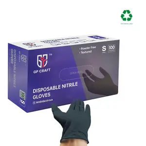 GP Craft Black Nitrile durable disposable gloves, 5.5mil , powder - and latex-free elastic, wear resistant, clean and waterproof