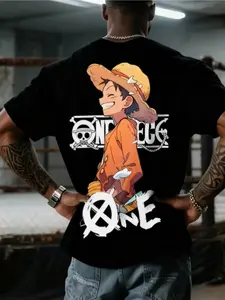 2026 One Piece T-shirt Luffy T-shirt Anime Summer Men's and Women's Top T-shirt Street Wear Casual Fashion Extra Large Loose Couple Suitable Punk Gothic Style Machine Washable