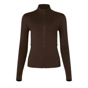 NOBULL Women's Matte Zip-Up Jacket in Chocolate