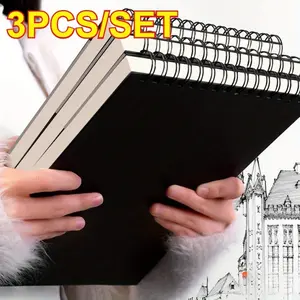 Set of 3 Sketchbooks with Top Spiral Binding, Each Containing 40 Sheets of Acid-Free Drawing Paper, Ideal for Beginner Artists. Perfect As Gifts for Halloween Or Christmas, Measuring 5.82 Inches by 4.13 Inches