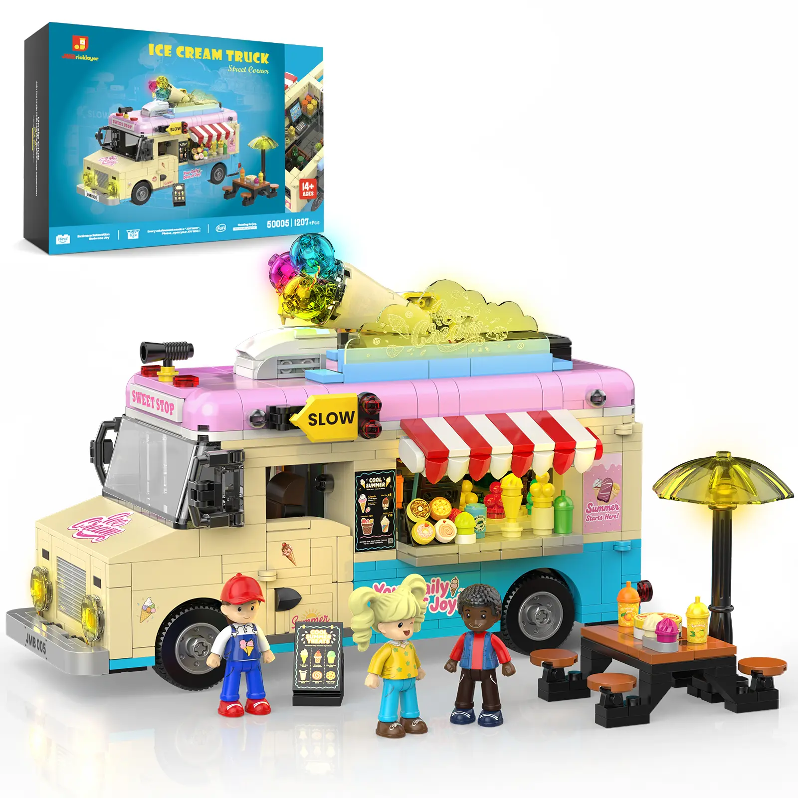 Plastic Ice Cream Truck Model Building Kit for Adults - Set 50005, 1118+ Pieces Realistic Bricks & Parts, Toy Model Building Kits for Craft Ideas, Do It Yourself Creative Fun Engaging Project