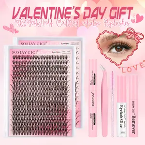 320pcs Lash Extension Kit DIY  Lash Clusters Eyelash Extension Kit, 9-16mm 40D Individual Lashes Kit with Lash Bond & Seal, Eyelash Tweezers , Suitable For Eyelash Extension Beginners Natural Thickening Blend