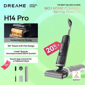 DREAME H14 Pro Elite Vacuum Mop, Wet Dry Vacuum Cleaner, 180° Lie-Flat Vacuum Mop, 140°F Washing and Fast Hot Air Drying, Powerful 18kPa Suction Floor Cleaner Machine, Easy GlideWheel Movement, Smart App Control