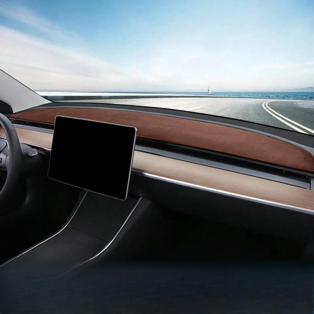 Car Dashboard Mat, Flannel Dash Pad Sunshade Protector, Anti-UV Dashboard Cover, Non-slip Car Accessories Interior, Car Auto Accessory for Tesla Model 3 Model Y, Car Essentials