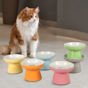 Elevated Cat Bowls for Cats & Small Pets, Ceramic Raised Cat Food Bowls, Whisker Friendly, Anti-Vomiting, Non-Slip, Anti-Tip, Microwave Dishwasher Safe