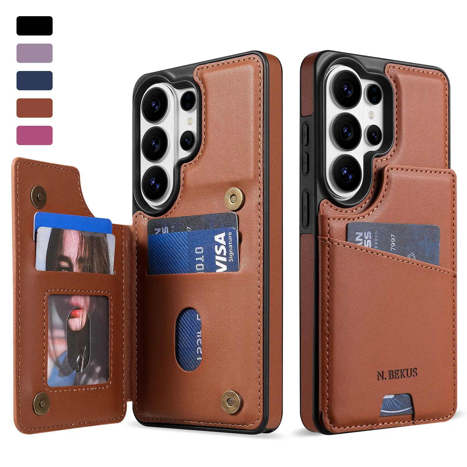 Designed for Samsung Galaxy S26 Ultra Wallet Case With Kickstand,2-in-1 MagSafe Compatible RFID Blocking Card Holder,Slim PU Leather Cover