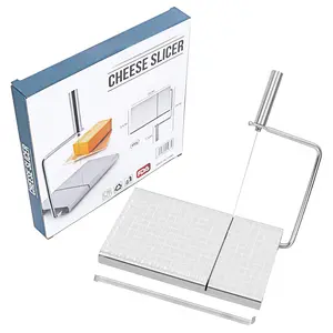 Stainless Steel Cheese Cutting Board with Measurement Scale, Multi-Function Slicer for Sausage Ham Cheese, Includes Cutting Strips, Detachable Design Easy to Clean, Kitchen Essential Tool