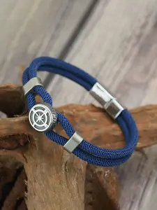 Men's Nautical Style Braided Rope Bracelet, Stainless Steel Compass Magnetic Clasp, Dual Layer Yacht Rope Chain, Casual Fashion Accessory, Stackable Bracelets, Casual Trendy Jewelry