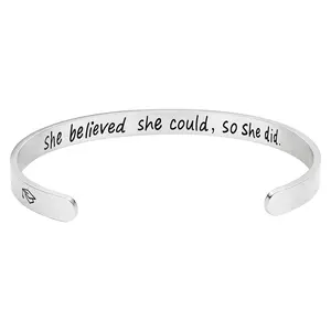 MYTYS Inspirational Cuff Bracelet Bangle for Women Keep Going Motivational Mantra Quote Engraved Bangle Cuff Stylish & Meaningful Accessory